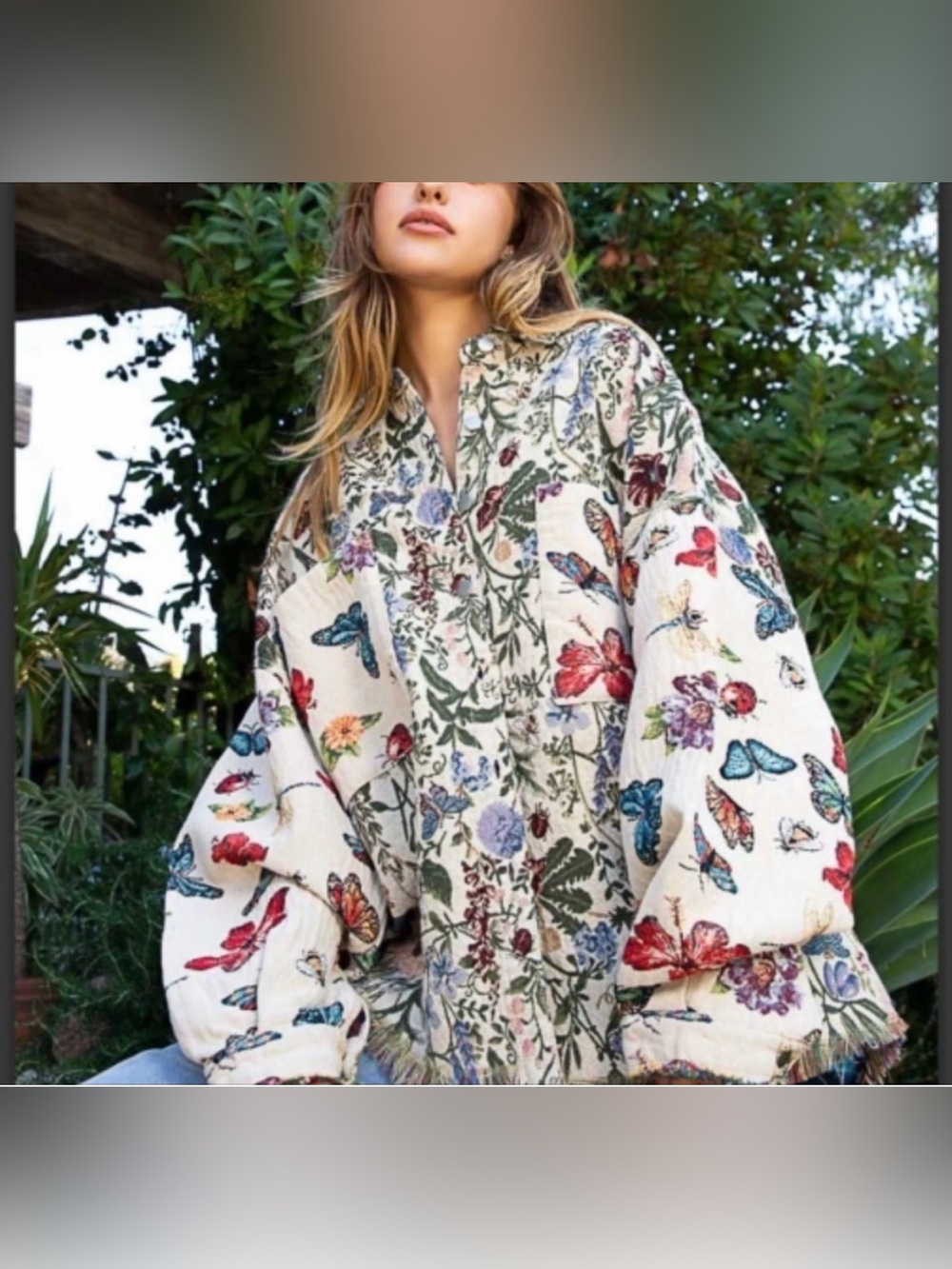 The Luana POL Floral Butterfly Oversized Jacket